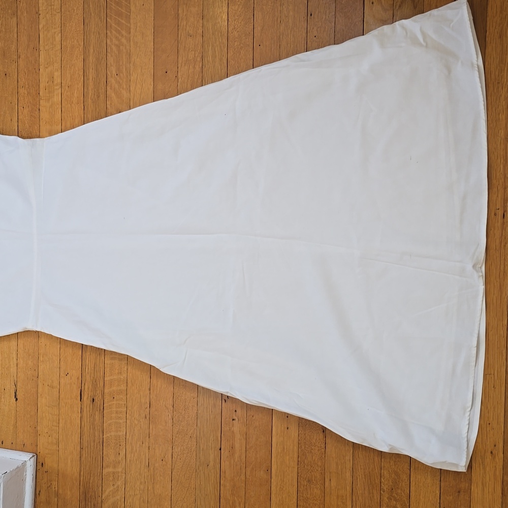 NWT, Zara, White Poplin Puff Sleeve Ruched Maxi Dress, Women's L - Picture 10 of 14